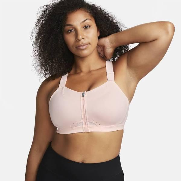 Nike Alpha Women's High-Support Padded Zip-Front Sports Bra - 50% Recycled Polyester - Black