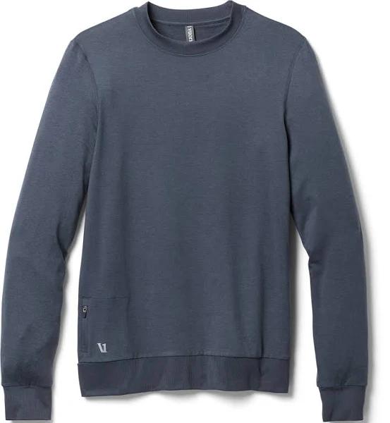 Vuori Mens Azure Heather Ponto Zip-Pocket Recycled-polyester Jumper S