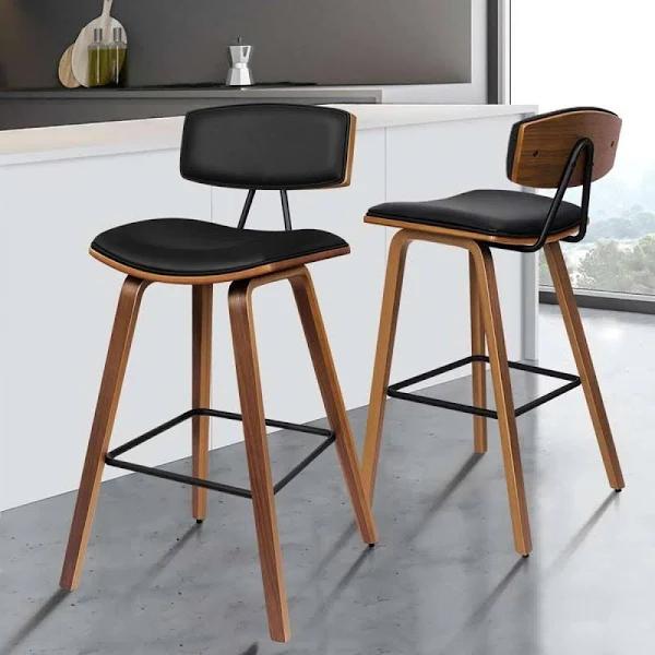 ALFORDSON 2x Wooden Bar Stools Mabel Kitchen Dining Chair Wood Vintage Black