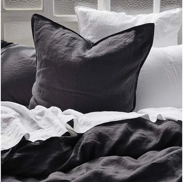 MyHouse Pure European Linen Euro Pillowcase Charcoal Size 65x65cm