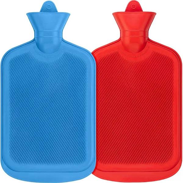 SteadMax Hot Water Bottle Natural Rubber -BPA Free- Durable Hot Water Bag for 2