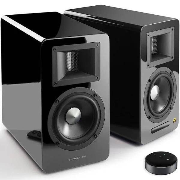 Airpulse A100 Active Wireless Bookshelf Speakers and WiiM Mini Black