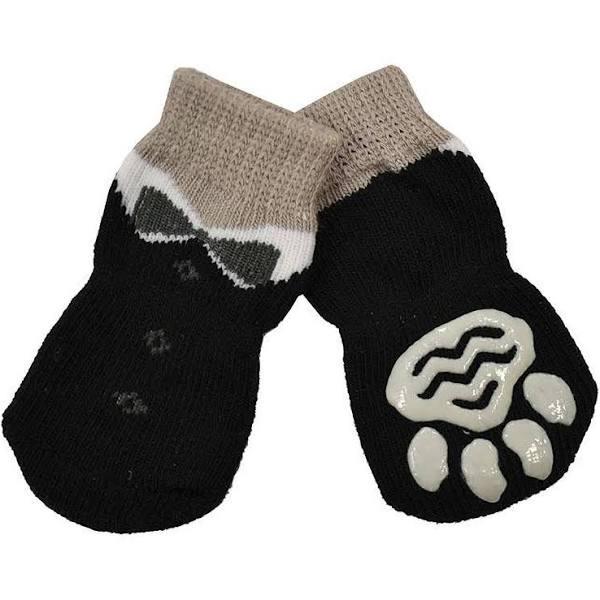 Zeez Dog Socks Non-slip Black Tuxedo Extra Large