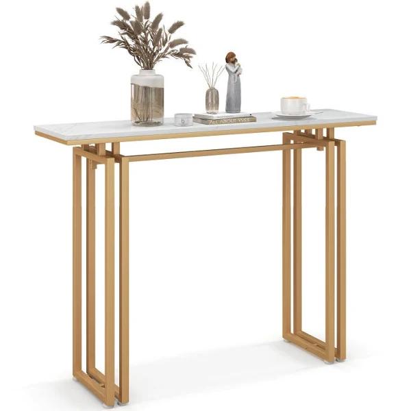 Giantex Modern Console Table Hallway Table Entryway Display Table w/Adjustable Footpads, Gold