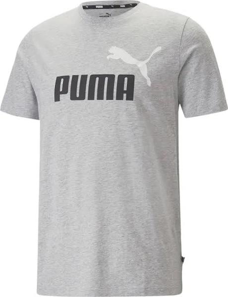 Puma Essentials+ 2 Col Logo Short Sleeve T-Shirt Light Grey Black - S