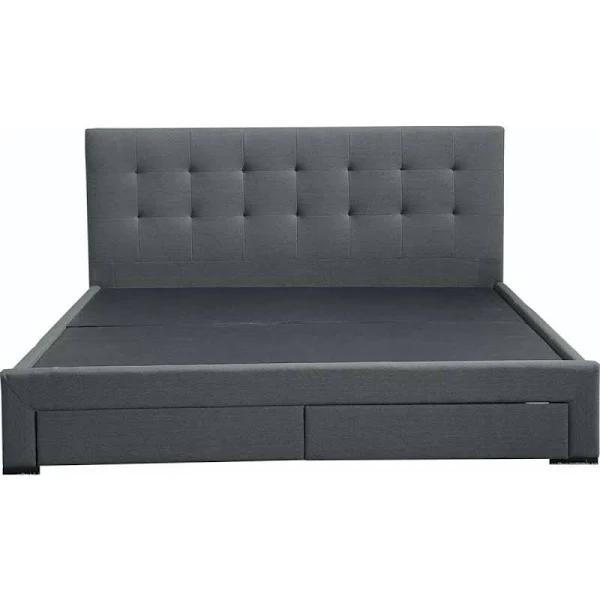 Levede Bed Frame King Fabric With Drawers Storage Wooden Mattress Grey