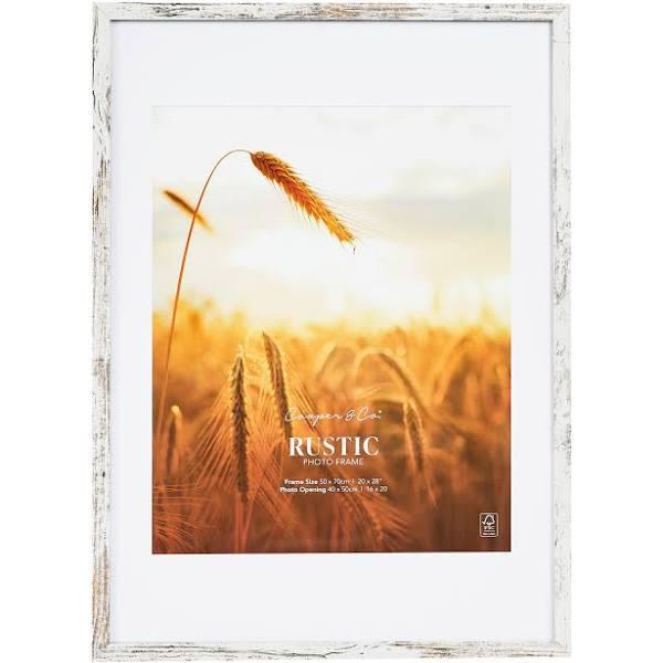 Cooper & Co. 50x70cm Matt to 40x50cm White Premium Rustic Wooden Photo Frame - AfterPay & zipPay Available