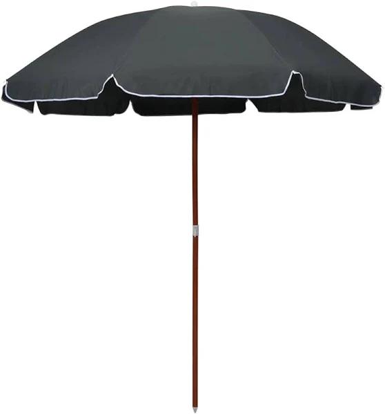 vidaXL Parasol With Steel Pole Portable Outdoor Garden Patio Terrace Balcony Shade Sun Shelter Beach Umbrella Sunshade 240 cm Anthracite