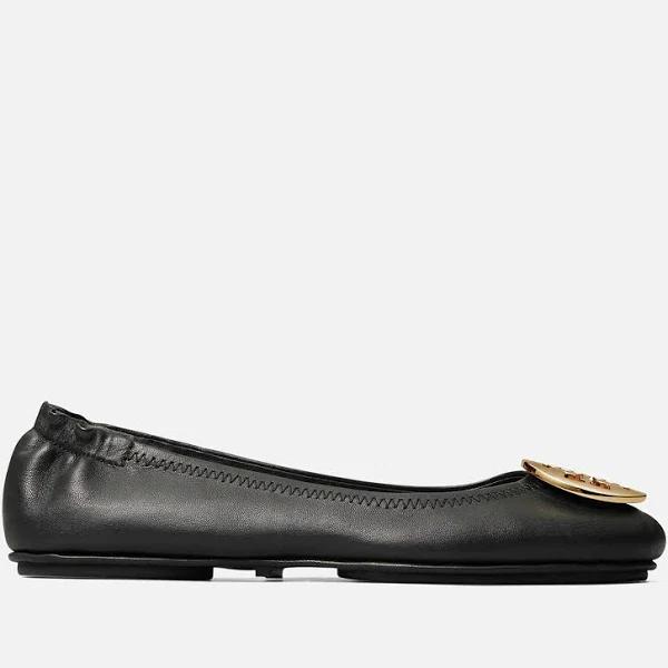 Tory Burch Minnie Travel Flats 6 Black Leather