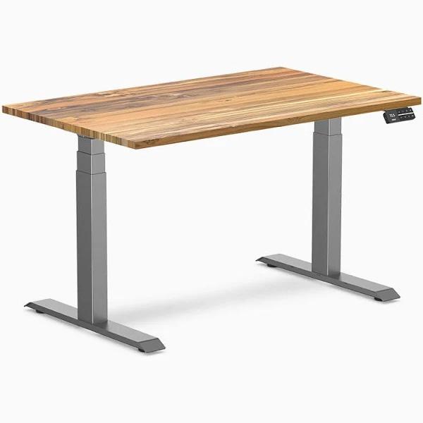 Desky Dual Hardwood Sit Stand Desk - Teak 1200x750mm