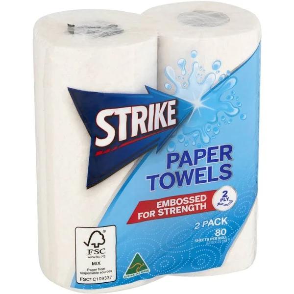 Strike Paper Towels Embossed 2 Ply 2 Pack