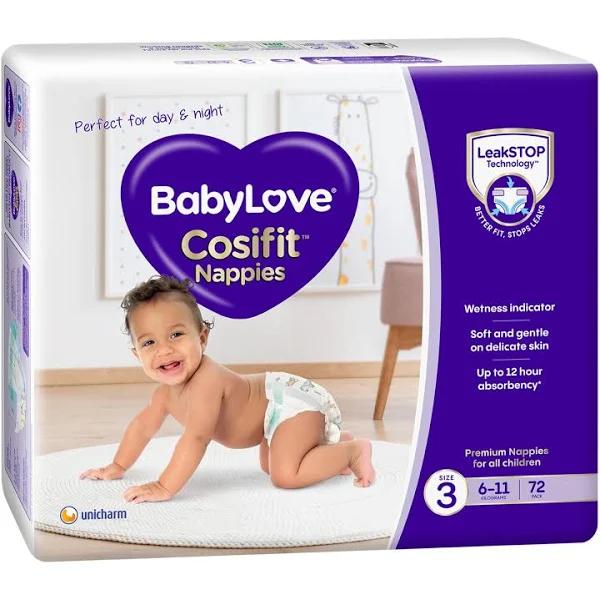 BabyLove Cosifit Nappies Size 3 (6-11kg) 216 Nappies (3 x 72 Pack)