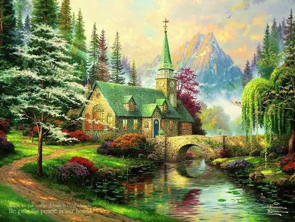 Ceaco Thomas Kinkade Inspirations - Dogwood Chapel Puzzle