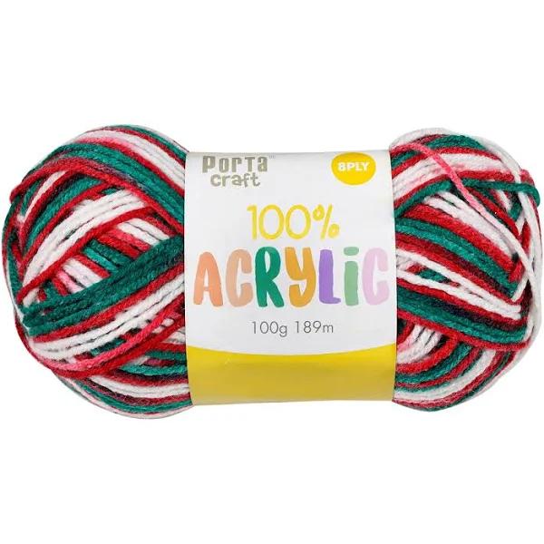 Acrylic Yarn 100g 189m 8ply - Variegated Christmas