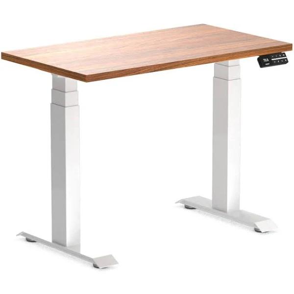 Desky Dual Mini Sit Stand Desk - Prime Oak / 900 x 500 / White