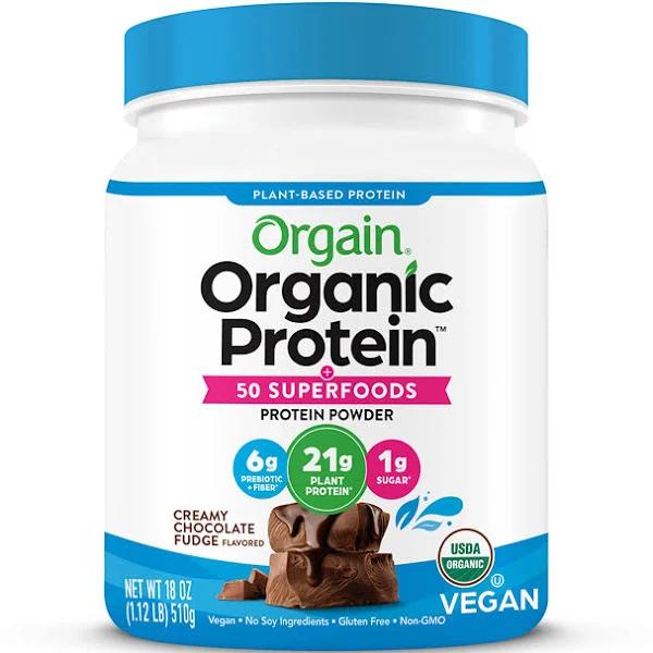 Orgain Organic Protein & Superfoods Powder Plant Based Creamy Chocolate Fudge 1.12 lbs (510 g)