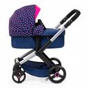 Xeo Compact Doll Pram - Dark Blue With Pink Heart Print