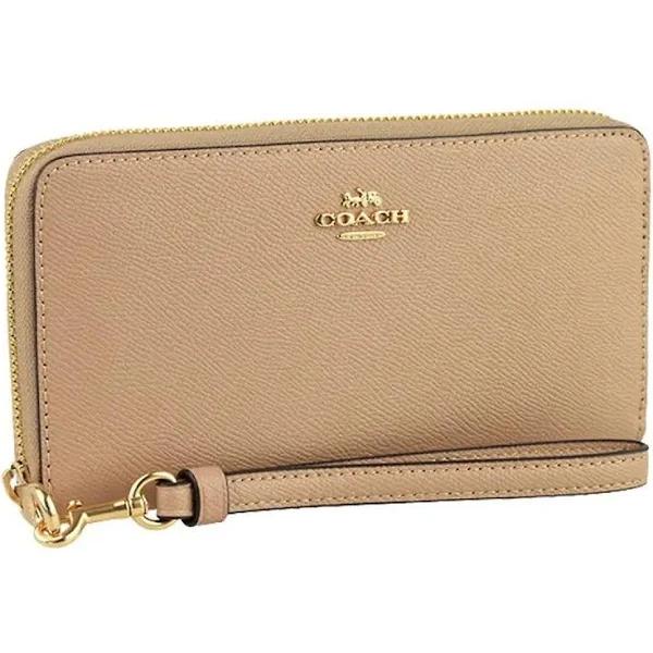 Coach Long Zip Around Leather Wallet - Taupe