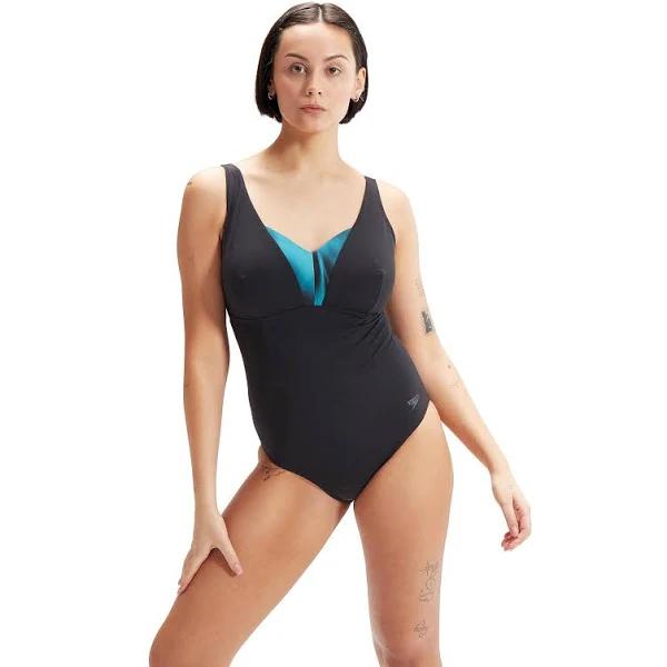 Speedo Shaping DD+ One Piece - Black/Ocean Depths - Womens 12