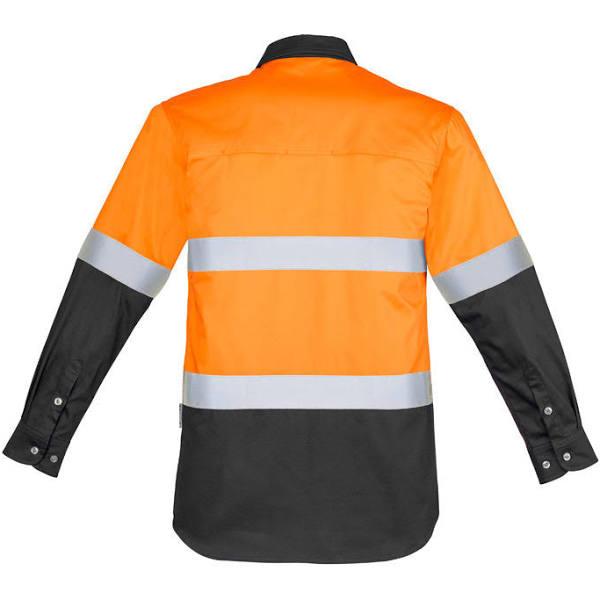 Syzmik Mens Hi Vis Spliced Industrial Shirt - Hoop Taped (ZW123) 7XL / Orange/Black