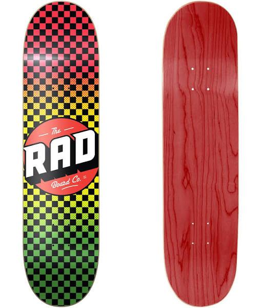 Rad Logo Skateboard Deck - Checkers Rasta Fade 8.5