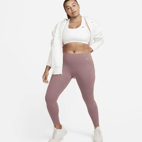 Nike Universa Women's Medium-Support Mid-Rise 7/8 Leggings with Pockets - Purple - Recycled Nylon Minimum