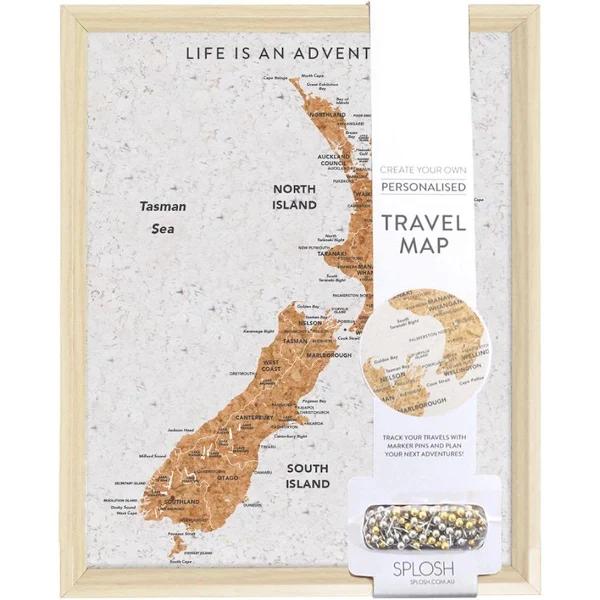 Splosh Travel Board New Zealand Desk Map