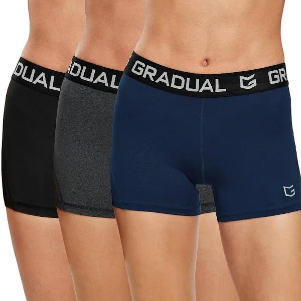 G Gradual Women's Spandex Compression Volleyball Shorts 3" Workout Pro Shorts For Women