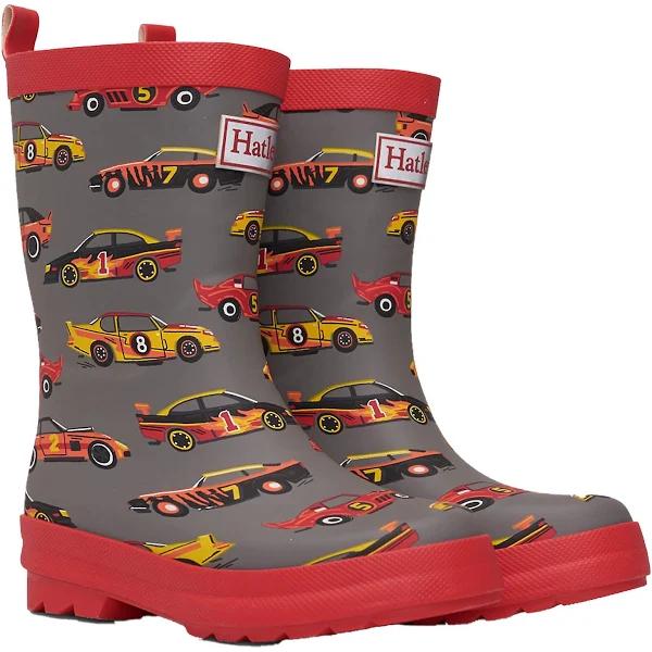 HATLEY Boys Grey Cars Rain Boots