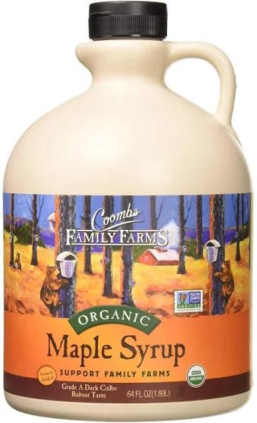 Coombs Family Farms Organic Maple Syrup, Grade A Dark Color, Robust Taste, 64 fl oz