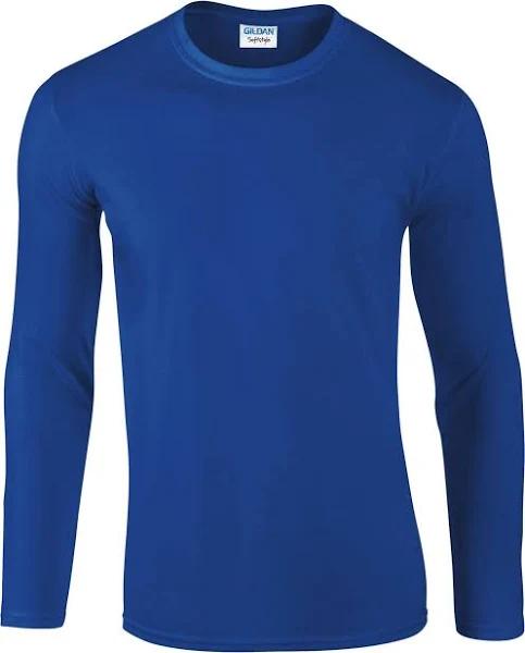 Gildan Unisex Adult Softstyle Plain Long-Sleeved T-Shirt Royal Blue XXL Ringspun Cotton Unisex T-Shirt