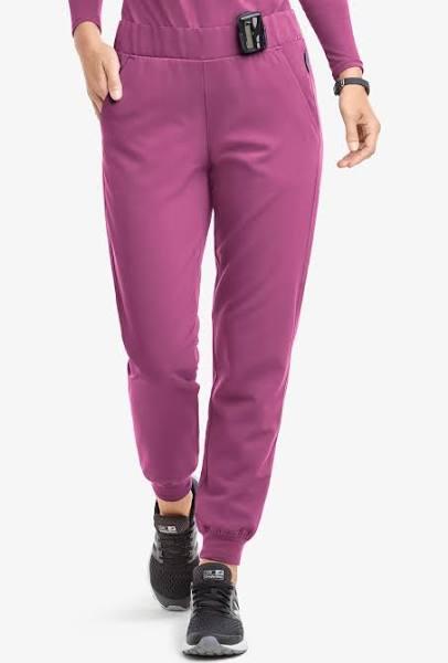 Movement by Butter-Soft Vega Women's 5-Pocket Flat Front Jogger Stretch Scrub Pants - Petite in Cassis Oasis | Size XS Polyester/rayon/spandex