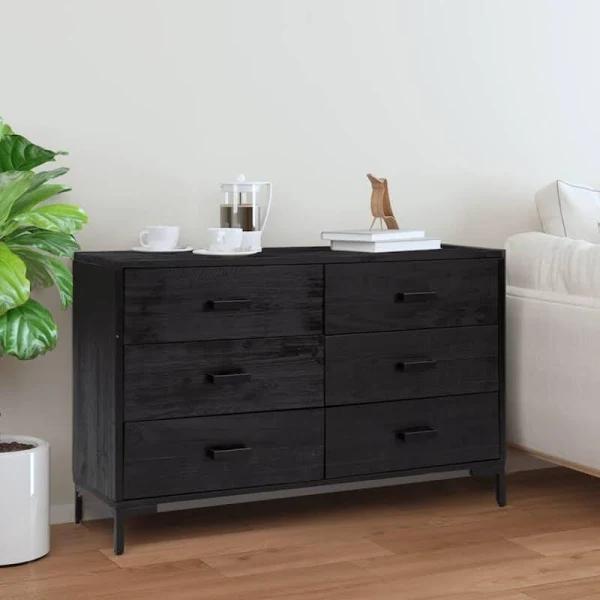 vidaXL Sideboard Black 110x35x70 cm Solid Recycled Pinewood