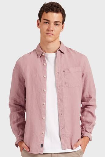 Academy Brand Hampton Linen Shirt L Iris Pink AU462077