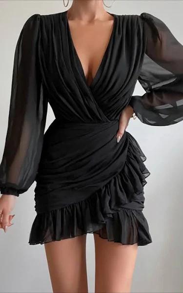 Showpo Can I Be Your Honey Dress in Black - 12 (L) The Date Night Edit