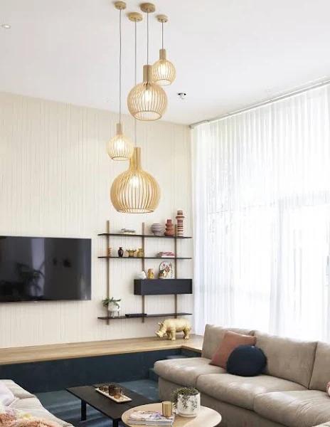 Malmo 1 Light 350mm Pendant in Natural Wood