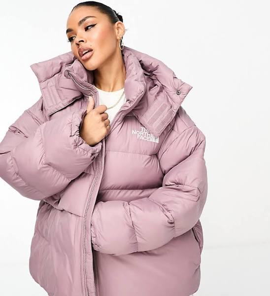 The North Face Acamarachi Oversized Puffer Jacket in Taupe Exclusive at ASOS-Brown