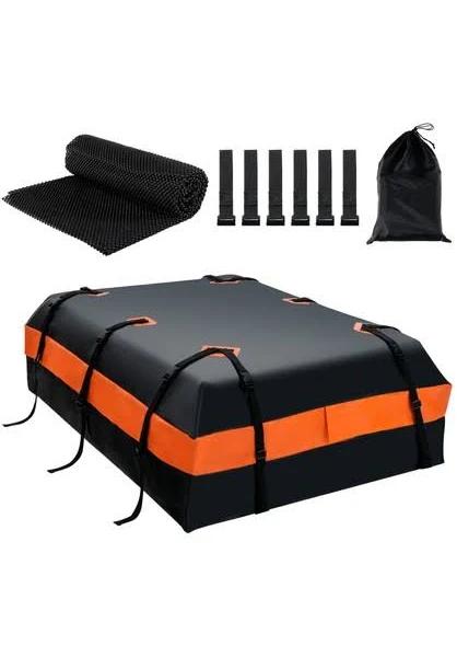 Costway 595L Car Roof Bag Weather-resistant Rooftop Cargo Carrier Car Soft Luggage Storage w/Non-Slip Mat&Storage Bag