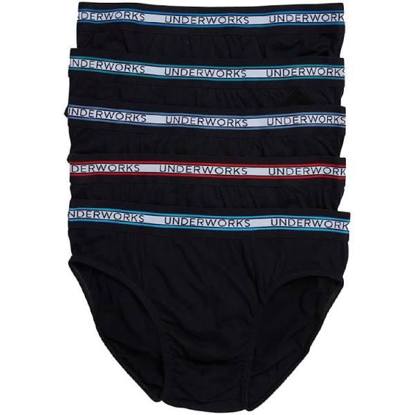 Underworks Men's Briefs 5 Pack - Black - Size XL