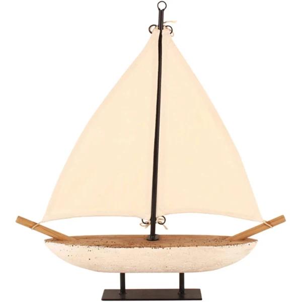 Maine & Crawford Henderix 47x43cm Wood Boat Model - White