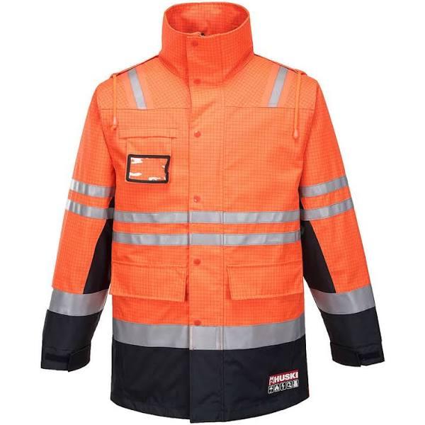 Huski Flame Resistant Fire Jacket - Orange/Navy, 3XLarge