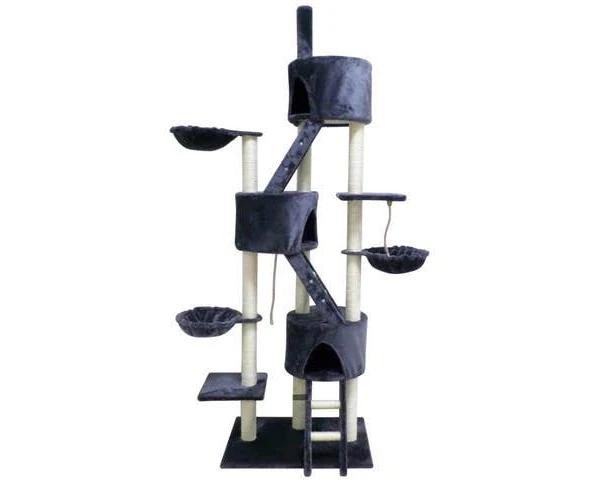 244 cm XL Multi Level Cat Scratching Post Tree Scratcher Pole- Grey