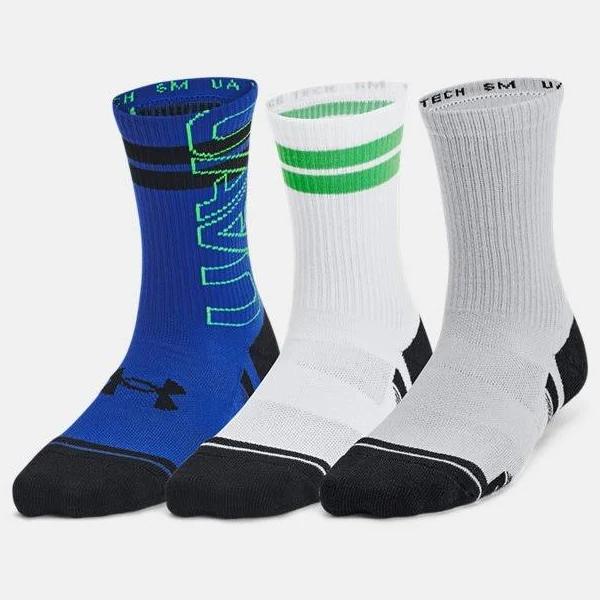 Under Armour Kids' Performance Tech 3-Pack Crew Socks Blue SM