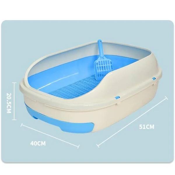 YES4PETS Medium Portable Cat Toilet Litter Box Tray With Scoop and Grid Tray-Blue