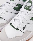 New Balance White & Green 550 Sneakers