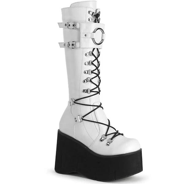 Demonia KERA-200 White Vegan Leather Knee Boot Size 11