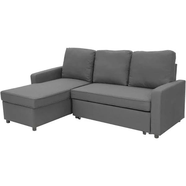 Sarantino 3-Seater Corner Sofa Bed Lounge Storage Chaise Couch - Grey