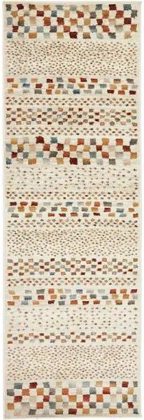 Oxford Squares Bone Runner Rug 300 x 80cm