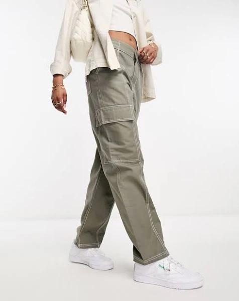 ASOS Design Seam Detail Cargo Pants Khaki