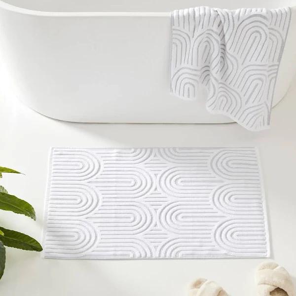 Adairs Archie White Marle Bath Mat - Bath Mat